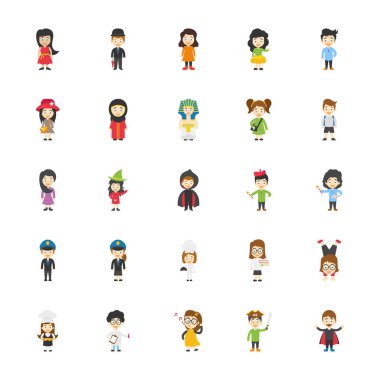 Düz simgeler çocuklar çizgi film karakterleri 