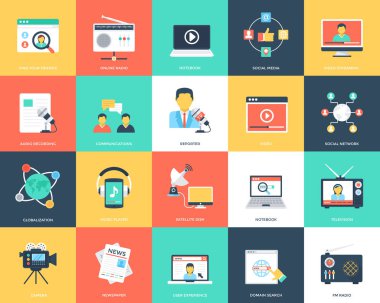 Medya ve reklam düz çizimler 