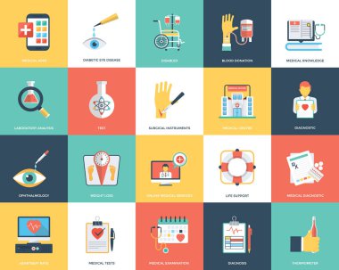 Tıbbi ve sağlık düz simgeler 