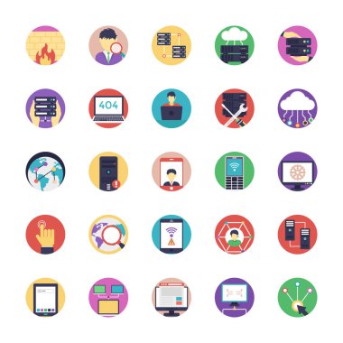 Küme ağ ve düz vektör simgeler barındırma