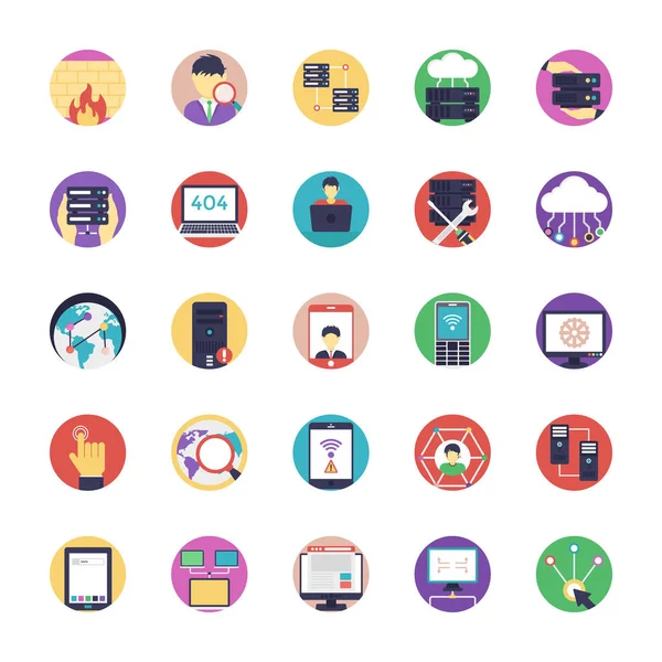 Küme ağ ve düz vektör simgeler barındırma