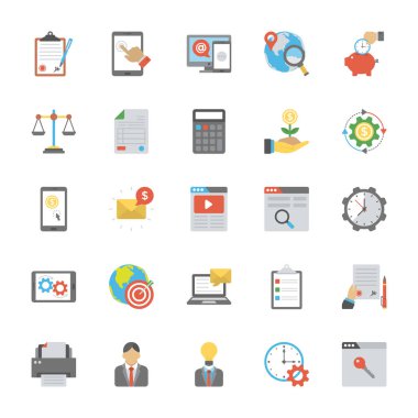 SEO ve pazarlama düz Icons Set 