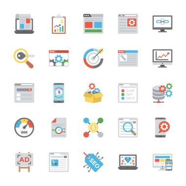 SEO ve pazarlama düz simgeler 