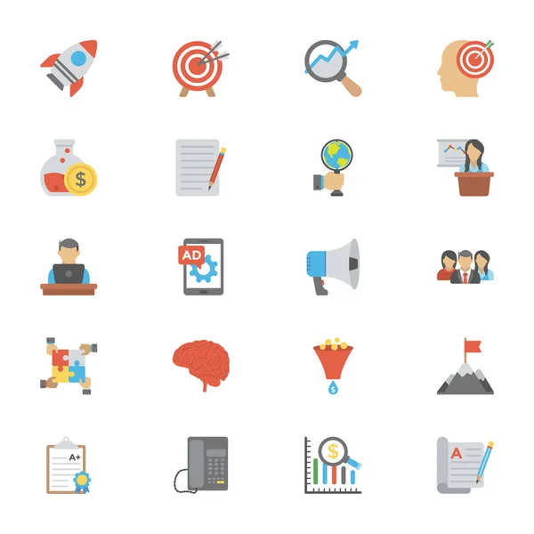 Seo Und Marketing Flat Icons Pack — Stockvektor