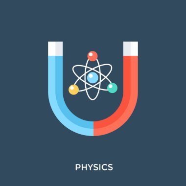 Mıknatıs ve fizik tasvir içinde dönen atomları bir görüntü.