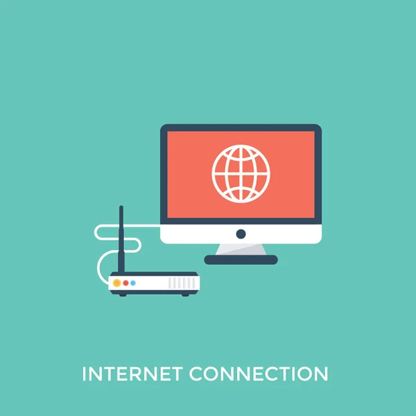 Moniteur Ordinateur Connecté Routeur Internet Connexion Internet — Image vectorielle