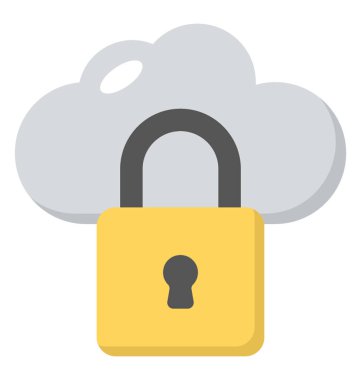 Bulut koruma, düz vektör simge bilgisayar kavramı 