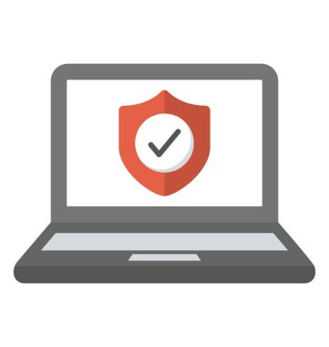 Dizüstü ekran üzerinde bir kalkanla tarafından gösterilen bilgisayar virüsten koruma kavramı