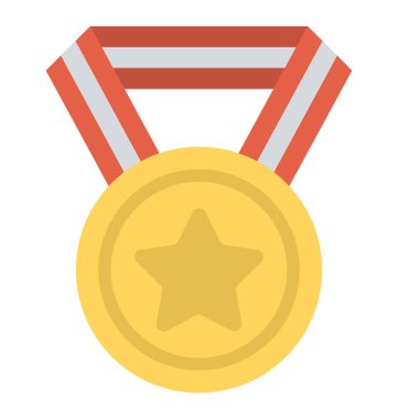 Yıldız altın madalya, düz simgesi Kazananlar ödül