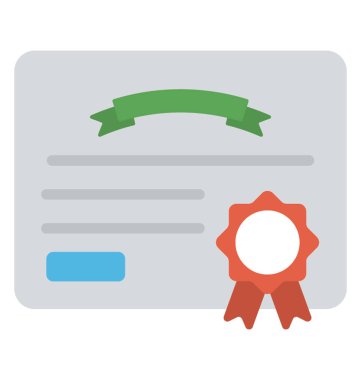 Bir resmi belge veya sertifika ile bir tanıma rozet düz simgesi tasarım