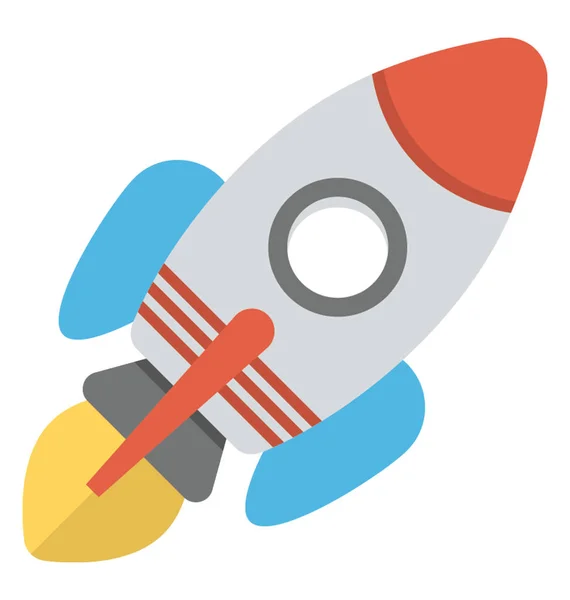 Cartoon Rocket Flat Design Icon — Stock Vector