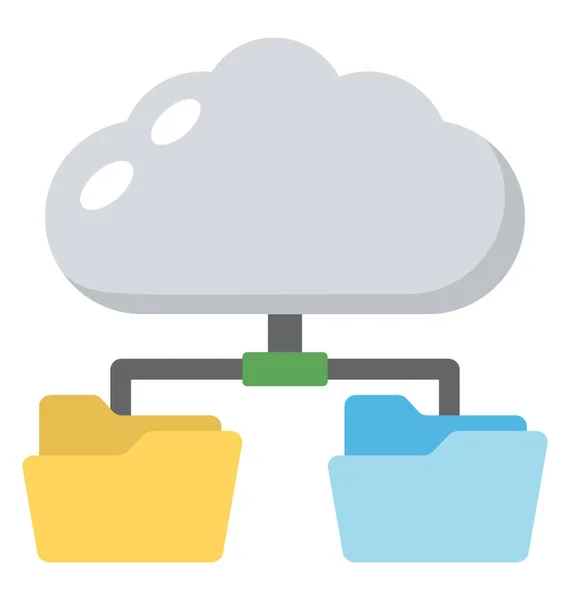 Dwa Foldery Podłączonego Sieci Danych Symbolizujące Chmura Chmury — Wektor stockowy