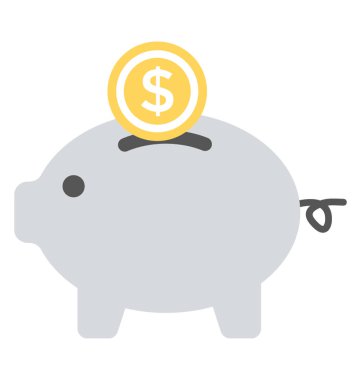 Tasarruf düz simgesi. Kumbara