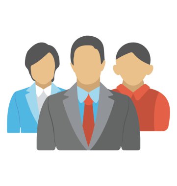 Bir grup insan iş takım kavramı gösterilen avatarlar tarafından temsil