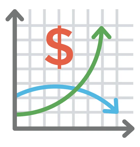 Biznes Ikona Płaski Wykres Wykres — Wektor stockowy