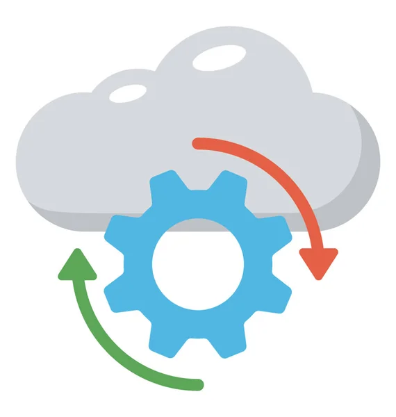 Koła Zębate Strzałki Symbolizujące Chmury Obliczeniowej Operacji Chmurze — Wektor stockowy