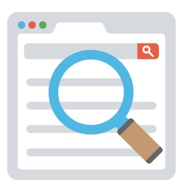 Web sitesi analizi simgeleyen büyüteç ile Web sayfası