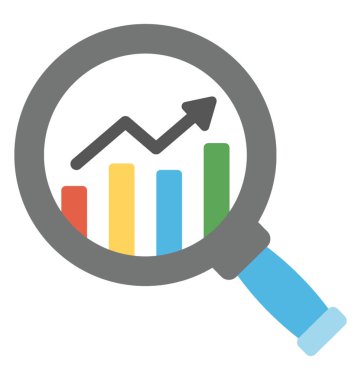 Seo Analizi simgeleyen bir çubuk grafik üzerinde büyüteç