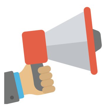 Hoparlör pazarlama promosyon bayraklarında tutan el 