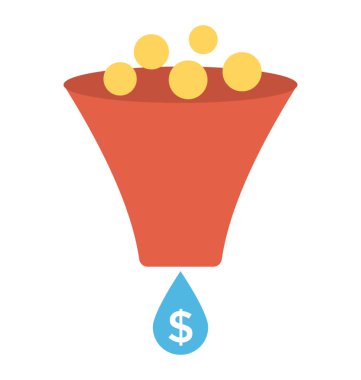 Düz vektör simgesi tasarım huni dolar işareti olan