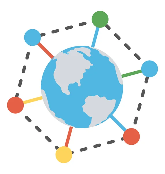 接続のグローバル ネットワークを象徴する世界 — ストックベクタ