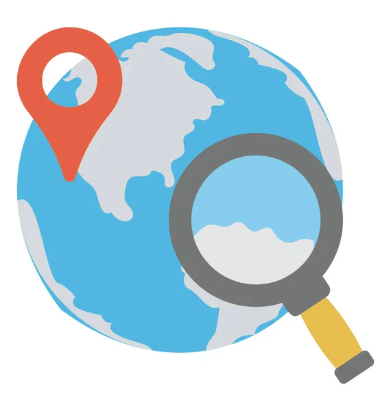 Globe Avec Pointeur Localisation Une Loupe Symbolisant Marketing Basé Sur — Image vectorielle