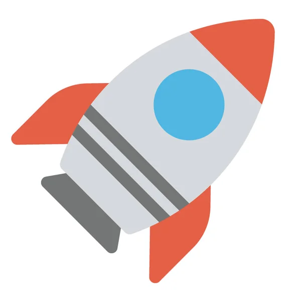 Space Rocket Flat Icon Design Symbolising Launch Startup — Stock Vector