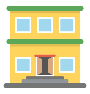 Eğitim veya okul binası simgeleyen bina bir bayrak