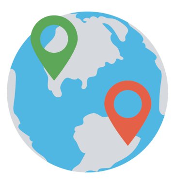 Konum göstergesi, renkli vektör simgesi tasarım ile bir Dünya Haritası