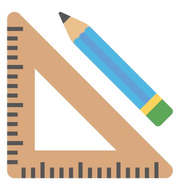 Araçları hazırlanması, düz kalem ve set kare simgesi 