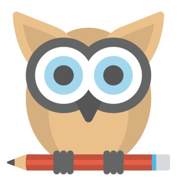 Kalem, bilgelik ve eğitim kavramı tutan bir baykuş 