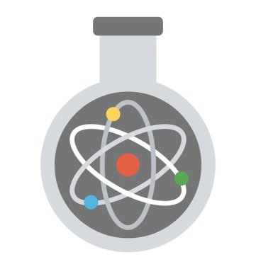 Atom yapısı içinde kimyasal flask, bilimsel araştırma