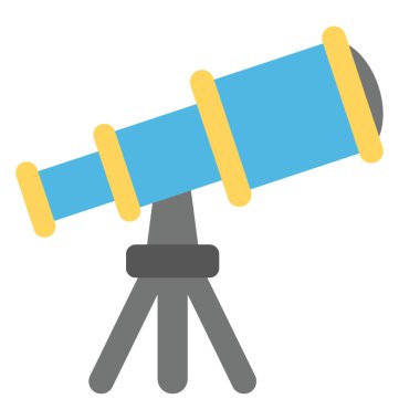 Teleskop düz simgesi, eğitim ve astronomi öğesi 