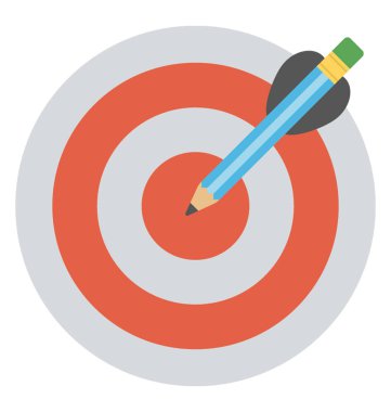 Dart, hedef düz tasarım simgesi ile dart tahtası