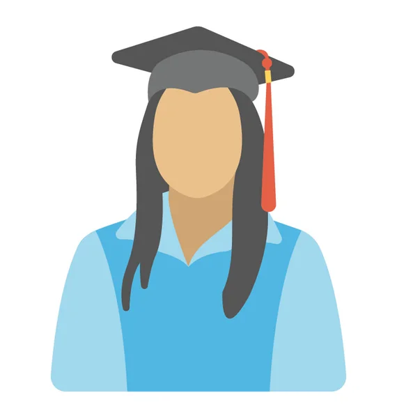 Avatar Femenina Con Mortero Cabeza Graduada — Vector de stock