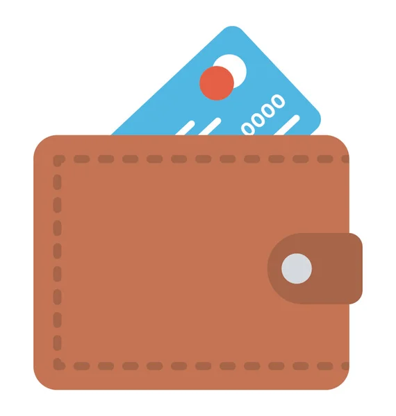 Geldbörse Mit Karte Für Einkäufe Und Einfache Transaktionen Während Der — Stockvektor