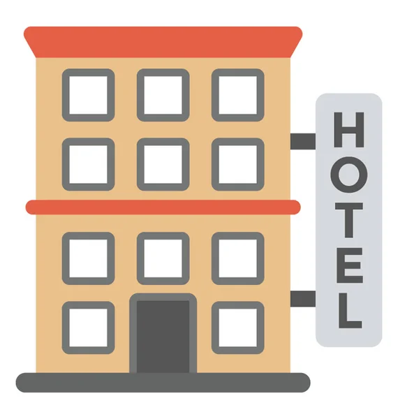上の広いフロントではホテルの建物を描いた建物保存 — ストックベクタ