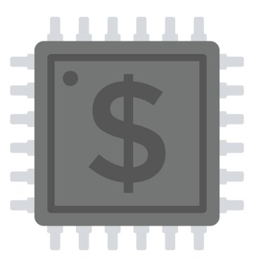 Dolar cryptocurrency gösteren işareti olan işlemci yongası