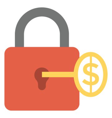 Bir doları kilit anahtar bir asma kilit anahtar deliği içinde finansal koruma kavramı temsil eder.