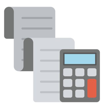 Kağıt fatura ile düz simge muhasebe hesap makinası, 