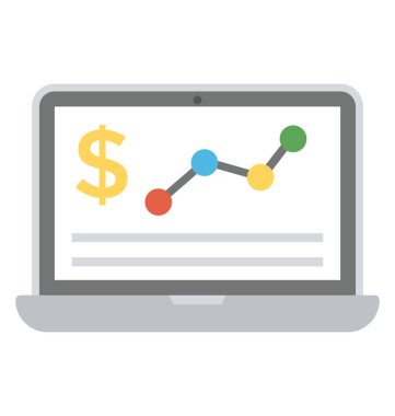 Finansal büyüme çizgi grafiği dizüstü bilgisayar ekranında, Web analytics 