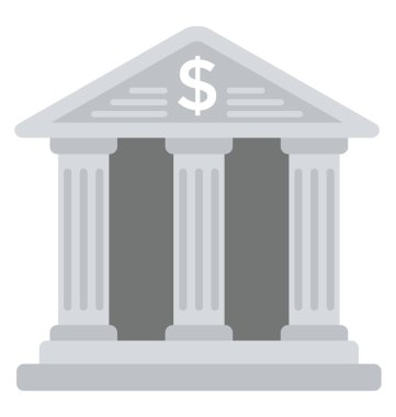 Bina, banka banka dış düz simgesi