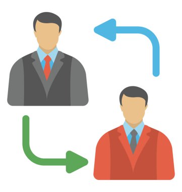 İki kişiyle iletişim temsil eden oklar