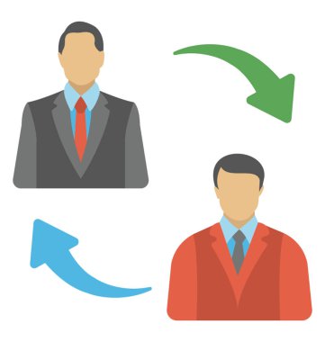 İki kişiyle iletişim temsil eden oklar