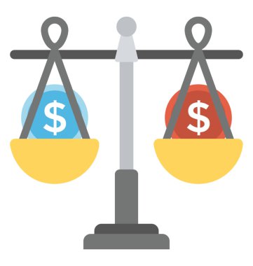 Bir tartı ölçeğiyle para çuvallar, paranın değeri