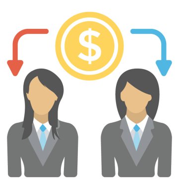 Kefil olmak temsil eden dolar işareti olan iki iş kadınları