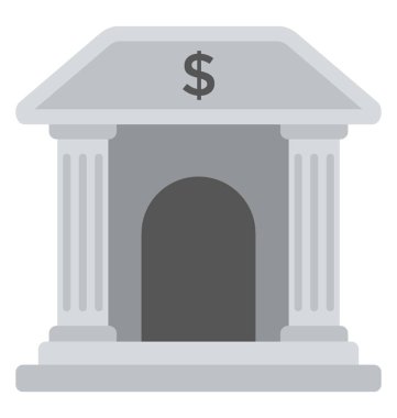 Bina, banka banka dış düz simgesi