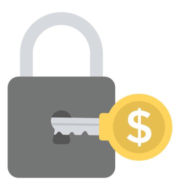 Bir doları kilit anahtar bir asma kilit anahtar deliği içinde finansal koruma kavramı temsil eder.