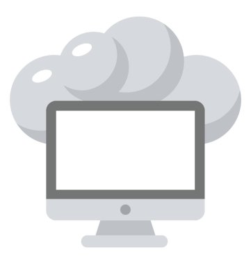 Bulut bilgi işlem kavramı içinde düz çizmek ile bilgisayarın bir basit vektör simgesi 