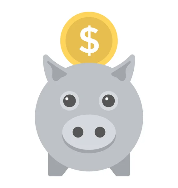 Piggy Banco Com Uma Inserção Moeda Ícone Poupança Dinheiro Plana —  Vetores de Stock